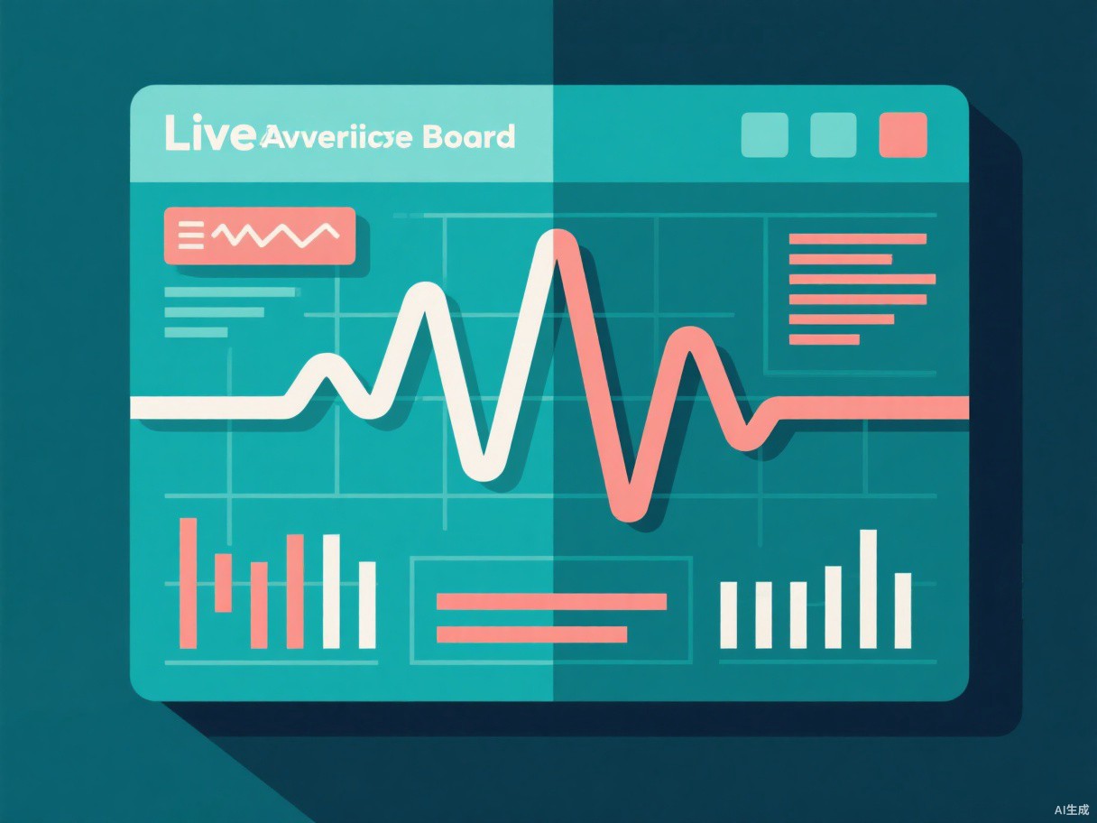 Illustration of live advertising signals moving across a pulse board