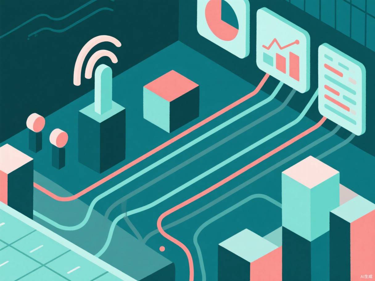 Illustration of advertising signals flowing into an organized monitoring system